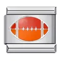 Gedetailleerd aanzicht van een oranje emaille American football bedel voor DIY-armbanden. - American Football Patroon (ICJ477)