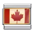 Maillon de charme italien en acier inoxydable avec motif émaillé drapeau Canada - Drapeau Canada (ICJ089)