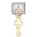 Maglia charm italiana modulare in acciaio inossidabile con un ciondolo a chiave d'oro - Stile Chiave (ICG227)