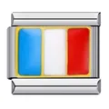 Maillon de breloque italienne en acier avec motif drapeau français émaillé pour bijoux DIY - Drapeau France (ICJ073)
