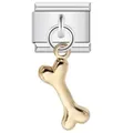 Charm per bracciale modulare italiano con ciondolo a forma di osso dorato in acciaio - Stile Osso (ICG001)
