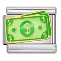 Eslabón de acero inoxidable para pulsera italiana con diseño de fajos de billetes - Estilo Billetes de Dólar US (ICJ2287) / Dorado
