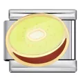 Stainless steel Italian charm link featuring a colorful kiwi fruit enamel design for DIY - Kiwi Pattern Style (ICJ1672)