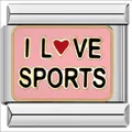 Roze emaille I Love Sports Italiaanse bedel voor roestvrij staal modulaire armband - Sport Tekst (ICJ2240)