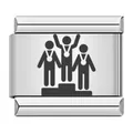 Maillon de bracelet italien gravé au laser avec motif de podium sportif et athlètes - Remise de Prix (ICK501) / Argent