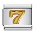 Stainless steel Italian bracelet modular link featuring a relief gold number 7 charm - Relief Number 7 (ICY319)