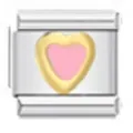 Modulo per bracciale italiano in acciaio inox con cuore rosa e bordo dorato per DIY. - Cuore smaltato rosa (ICY028-PK)