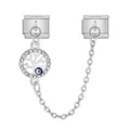 Silver stainless steel Italian charm safety chain with crystal tree of life and evil eye - Tree of Life Evil Eye Safety Chain (ICG580-11)