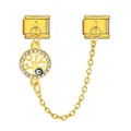 Gold stainless steel tree of life and evil eye charm for Italian modular bracelet - Tree of Life Evil Eye Safety Chain (ICG580-12)