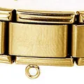 Primer plano de eslabón de pulsera italiana de acero dorado con anillo para dijes - Estilo Gancho Redondo Brillante (H002-22) / 1 Pieza/Paquete / Dorado