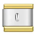 Eslabón Italian Charm de acero inoxidable con borde dorado y centro plateado para pulsera - Estilo Brillante Con Gancho Redondo (H002-16) / 1 Pieza/Paquete / Mezcla Oro-Plata