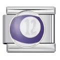Charm modulare italiano in acciaio inox con design a palla da biliardo viola n. 12 - Stile Palla da Biliardo Viola N.12 (ICJ1625)