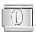 High-quality stainless steel Italian modular charm link with embossed number zero - Engraved Number 0 (ICY197)