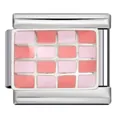 Maillon de charme émaillé à damier rose pour bracelet modulaire italien - Damiers Rose Corail (ICJ1572)