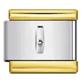 Eslabón de charm italiano bicolor oro y plata de acero inoxidable para pulseras DIY - Estilo Brillante Con Gancho Triangular (H002-36) / 1 Pieza/Paquete / Mezcla Oro-Plata