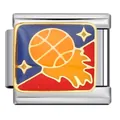 Sport thema basketbal design roestvrijstalen Italiaanse bedel voor modulaire armband - Basketbal Meteoor Patroon (ICJ1040)
