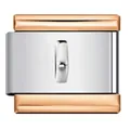Eslabón de charm italiano clásico en acero inoxidable oro rosa y plata para pulseras - Pulido Con Gancho Triangular (H002-37) / Plata con Borde Oro Rosa