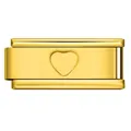 Abalorio modular italiano de acero inoxidable dorado con diseño de corazón para pulseras. - Módulo de Patrón de Corazón (ICY714-3) / 20x7mm / Dorado