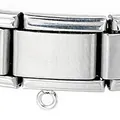 Eslabón modular de acero inoxidable plateado para pulsera italiana con pequeño aro - Módulo con Gancho (H002-21) / 1 Pieza/Paquete / Plateado