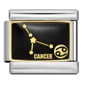 Détail d'un maillon de breloque italienne en acier avec la constellation du Cancer - Cancer (ICJ602-1)