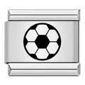 Maillon de bracelet italien en acier inoxydable avec motif de ballon de football - Football (ICK487) / Argent