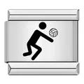 Charme modulaire italien de qualité en acier inoxydable avec gravure laser de volley-ball DIY - Volley-ball (ICK488) / Argent