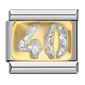 Maillon italien doré avec numéro 40 en strass pour bracelet DIY personnalisé - Style Numéro 40 (ICJ201)