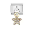 Maillon Italian Charm de qualité avec pendentif étoile dorée étincelante pour bracelets - Style Étoile Strass (ICG037)