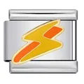 Maillon italien en acier inoxydable avec éclair en émail orange et jaune - Motif Éclair (ICJ1646)