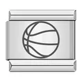 Maillon de charme italien pour bracelet modulaire avec motif basket gravé au laser en acier inox - Basketball (ICK510) / Argent