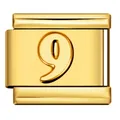 Maglia per bracciale italiano in acciaio inossidabile dorato con numero arabo 9 - Stile Numero 9 (ICY825)