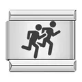 Maillon de bracelet italien en acier inoxydable avec motif de course gravé au laser - Sprint (ICK522) / Argent