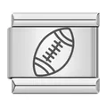 Maillon de bracelet italien en acier inoxydable avec gravure laser d'un football - Rugby (ICK512) / Argent