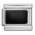 Minimalist stainless steel Italian modular charm link with black enamel rectangular inlay - Minimalist Black Block (ICY730)