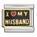 Italienisches Modul-Armbandglied aus Edelstahl mit I Love My Husband Emaille-Design - Mein Ehemann Herzstil (ICJ987-1)