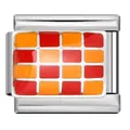 Charme en émail à damier rouge et orange en acier inoxydable pour bracelet italien. - Damiers Rouge et Orange (ICJ1573)
