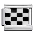Maillon de bracelet modulaire italien avec motif damier noir et blanc pour DIY - Argent Damiers Noir et Blanc (ICJ592-2)