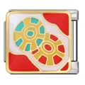 Charm modulaire italien en acier inoxydable avec motif de jeton de poker émaillé. - Doubles Jetons (ICJ1650)