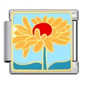 Maglia per bracciale componibile italiano con fiore in smalto placcato oro e design - Girasole Onda Floreale (ICJ353-1)