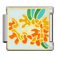 Maillon modulaire italien fleuri en acier inoxydable doré avec de l'émail coloré vif - Multicolore Abstrait Floral (ICJ354-1)