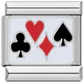 Maillon de bracelet italien en acier inoxydable avec motifs de poker rouges et noirs - Quatre Enseignes De Poker (ICJ617-1)