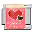 Maillon de bracelet italien en acier inoxydable avec motif de livre Romance Reader rose - Livre De Lecteur De Romance (ICJ1550)