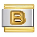 Dettaglio charm lettera B dorata per maglie di bracciale modulare tipo italiano - Stile Lettera B (Y783)