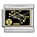 Link charm italiano in acciaio inossidabile con costellazione Gemelli per bracciali DIY - Gemelli (ICP005-8) / Oro
