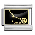 Link charm italiano Cancro in acciaio inossidabile per braccialetti modulari DIY - Cancro (ICP005-1) / Oro