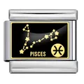 Link per charm italiano in acciaio inossidabile con design costellazione Pesci - Pesci (ICP005-4) / Oro