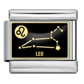 Modulo bracciale italiano in acciaio inox con costellazione del Leone in oro e nero - Leone (ICP005-9) / Oro