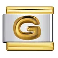 Maglia charm modulare italiana bicolore oro e argento con lettera G a rilievo - Stile Lettera G (Y788)