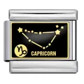 Charm italiano zodiaco Capricorno in acciaio inossidabile con finitura oro e nero - Capricorno (ICP005-12) / Oro