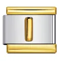 Maglia per bracciale modulare italiano in acciaio inox con lettera I dorata a rilievo - Stile Lettera I (Y790)